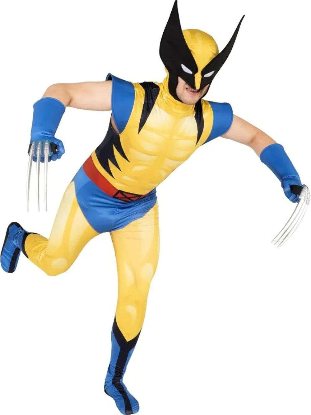 Deluxe Adult Wolverine Halloween Costume - Stretch Spandex Suit with Gloves